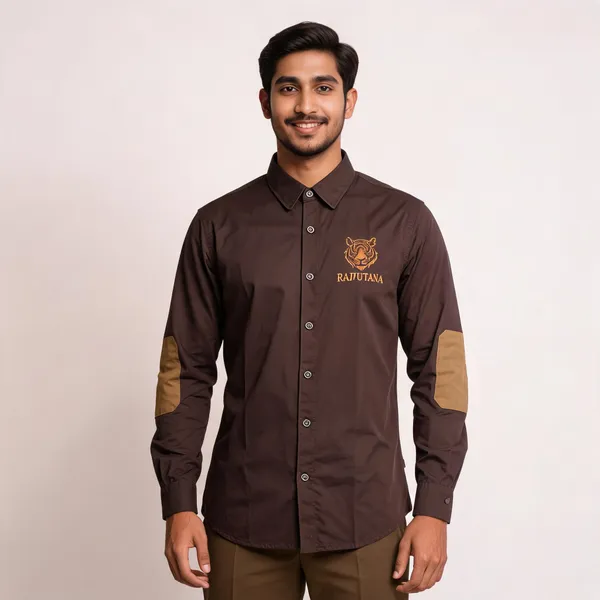 Brown_Cotton_Embroidered_Rajputana_Shirt_For_Men