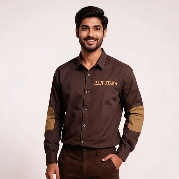 Brown_Cotton_Embroidered_Rajputana_Shirt_For_Men