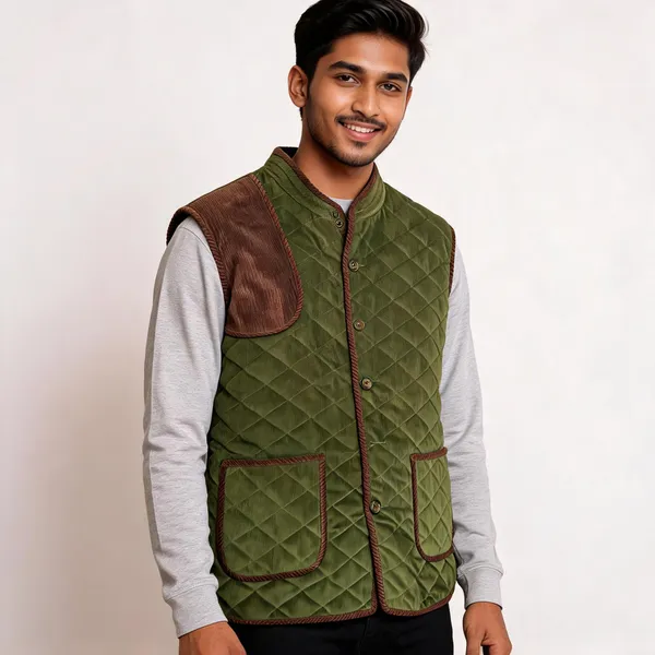 Olive_Green_Matty_Quilted_Sleeveless_Vest_For_Men
