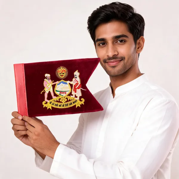 Velvet_Maroon_Mewad_Vash_Rajput_Embroidered_Car_Flag