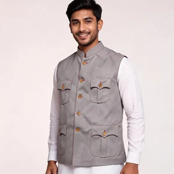 Grey_Matty_Nehru_Collar_Sleeveless_Jacket_For_Men