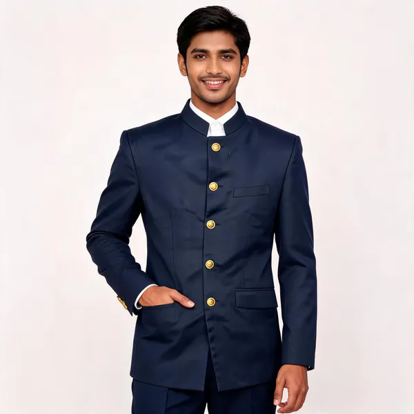 Navy_Cotton_Bandhgala_Jodhpuri_Coat_Pant_Set_For_Men