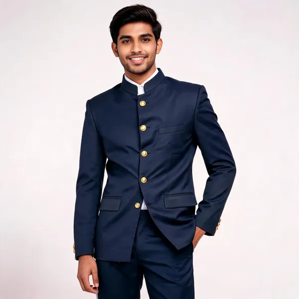 Navy_Cotton_Bandhgala_Jodhpuri_Coat_Pant_Set_For_Men