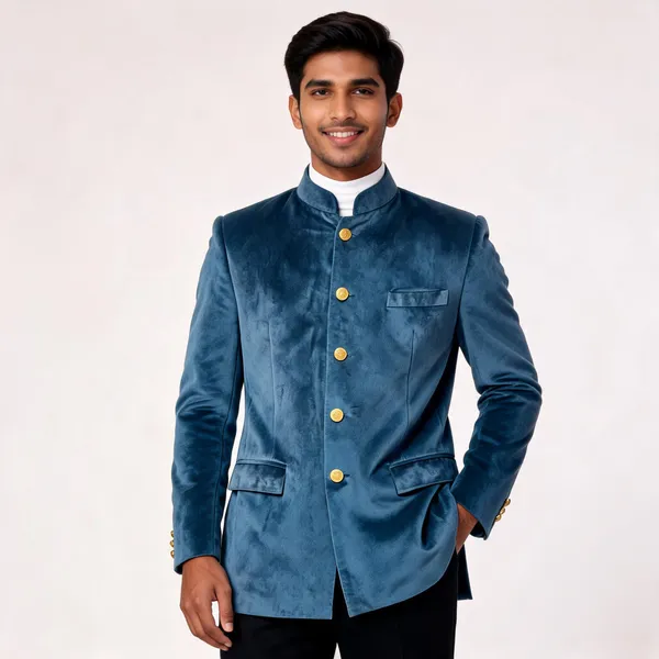 Blue_Velvet_Bandhgala_Jodhpuri_Coat_For_Men