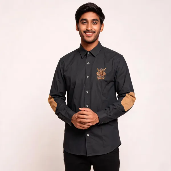 Black_Cotton_Embroidered_Rajputana_Shirt_For_Men