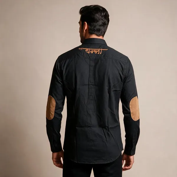 Black_Cotton_Embroidered_Rajputana_Shirt_For_Men