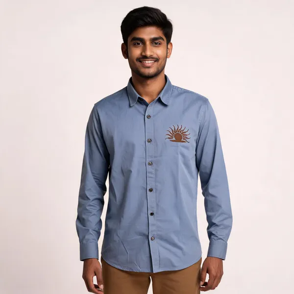 Blue_Cotton_Embroidered_Rajputana_Shirt_For_Men