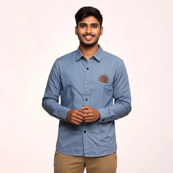 Blue_Cotton_Embroidered_Rajputana_Shirt_For_Men