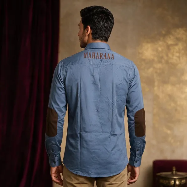 Blue_Cotton_Regular_Fit_Rajputana_Logo_Embroidered_Shirt_For_Men
