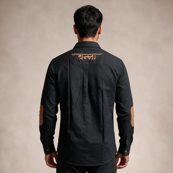 Black_Cotton_Regular_Fit_Rajputana_Script_Embroidered_Shirt_For_Men
