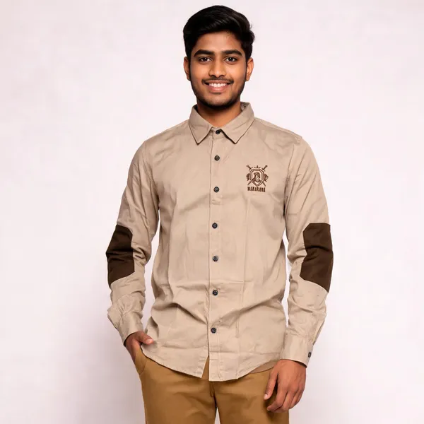 Beige_Cotton_Regular_Fit_Maharana_Emblem_Embroidered_Shirt_For_Men