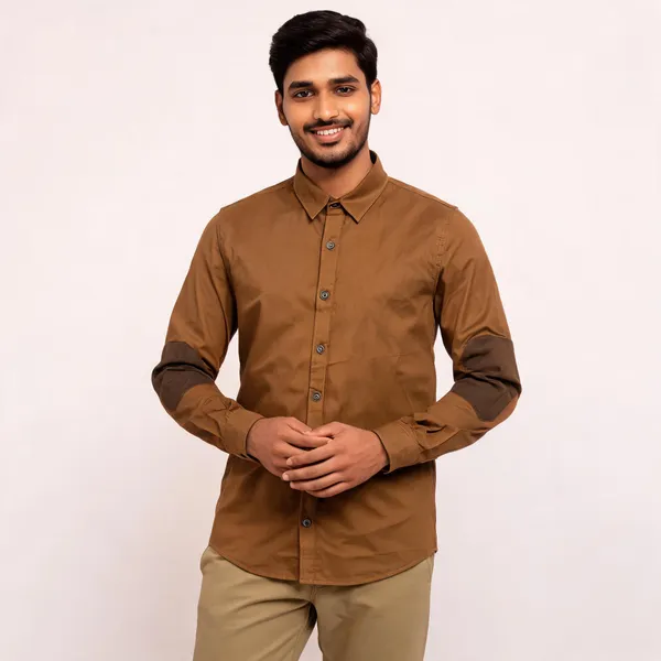 Brown_Cotton_Sun_Embroidered_Rajputana_Shirt_For_Men