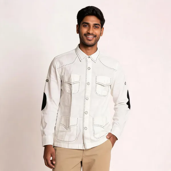 White_Cotton_Linen_Multi-Pocket_Utility_Hunting_Shirt_For_Men