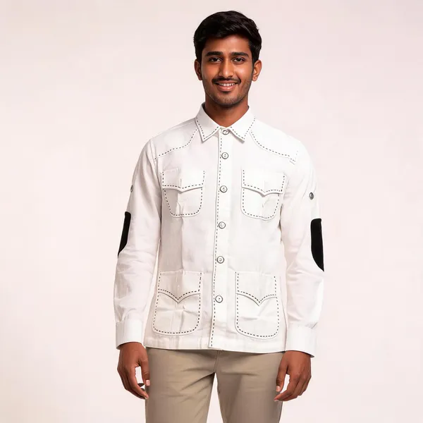 White_Cotton_Linen_Multi-Pocket_Utility_Hunting_Shirt_For_Men