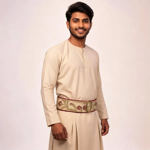 Parcha_Fabric_Beige_Zardozi_Embroidered_Groom_Kamar_Belt
