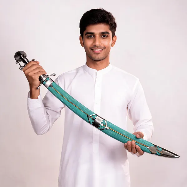 Turquoise_Metal_Decorative_Curved_Talwar_Display_Piece