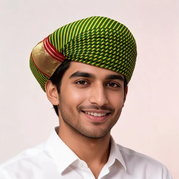 Green_Cotton_Striped_Traditional_Turban_For_Men