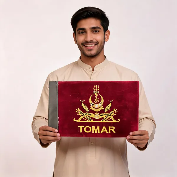 Velvet_Red_Tomar_Rajput_Embroidered_Car_Flag