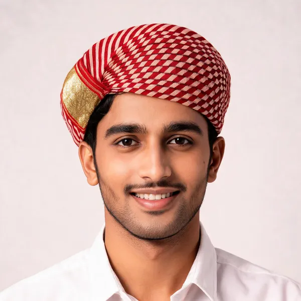 Red_Cotton_Patterned_Traditional_Turban_For_Men