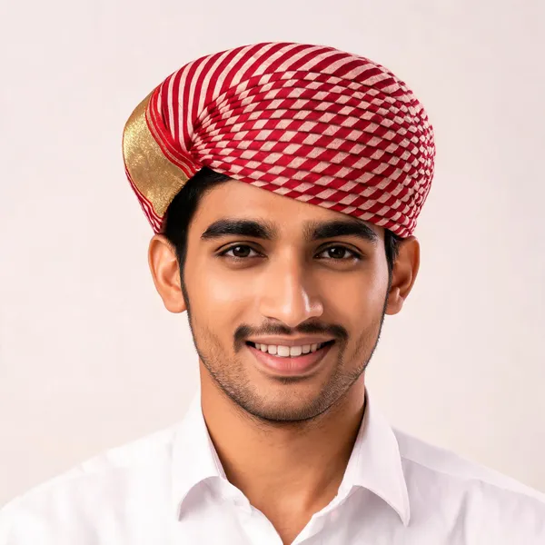 Red_Cotton_Patterned_Traditional_Turban_For_Men