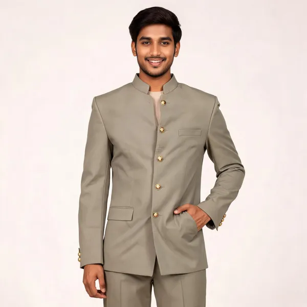 Olive_Cotton_Jodhpuri_Bandhgala_Coat_Pant_Set_For_Men