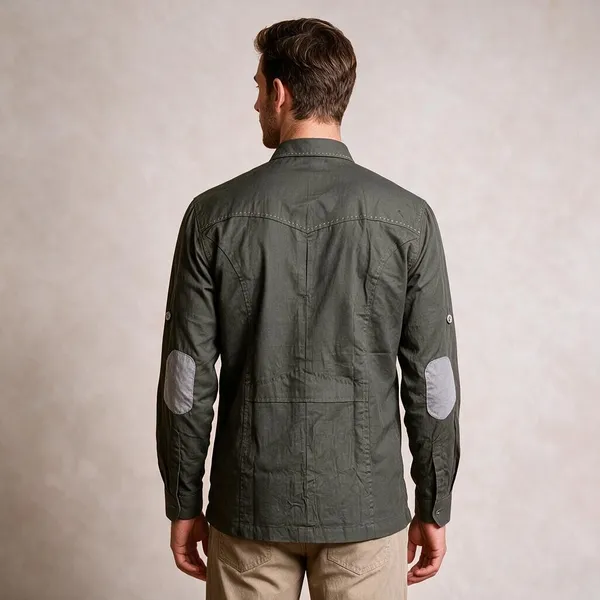Olive_Cotton_Linen_Multi-Pocket_Utility_Hunting_Shirt_For_Men