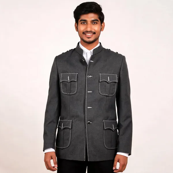 Black_Matty_Stand_Collar_Bandhgala_Jacket_For_Men