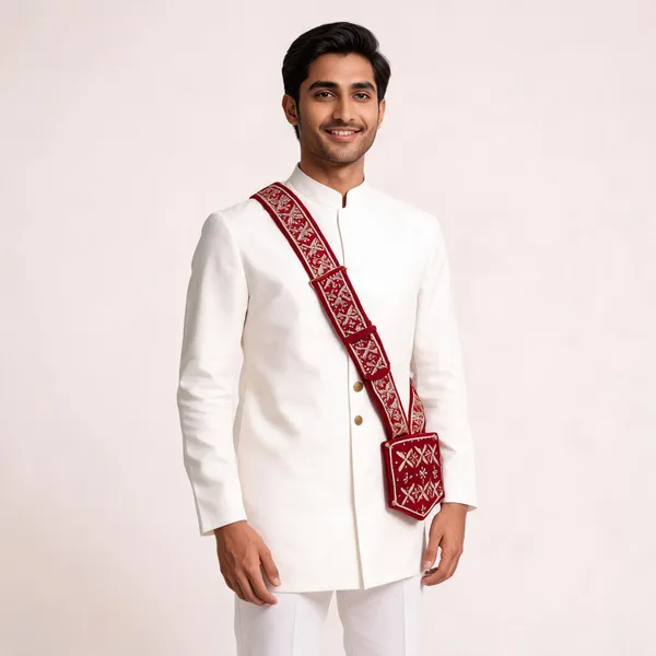 Zardozi_Embroidered_White_Aki_Belt_For_Men