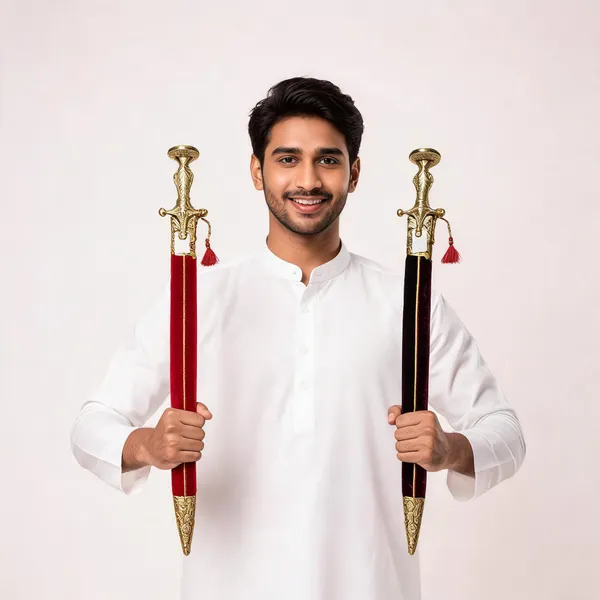 Red_And_Black_Metal_Decorative_Sword_Pair