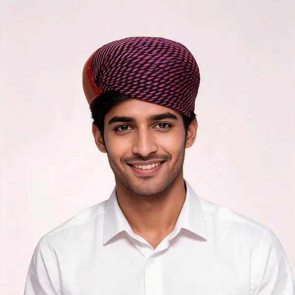 Pink_Cotton_Woven_Patterned_Traditional_Turban_For_Men