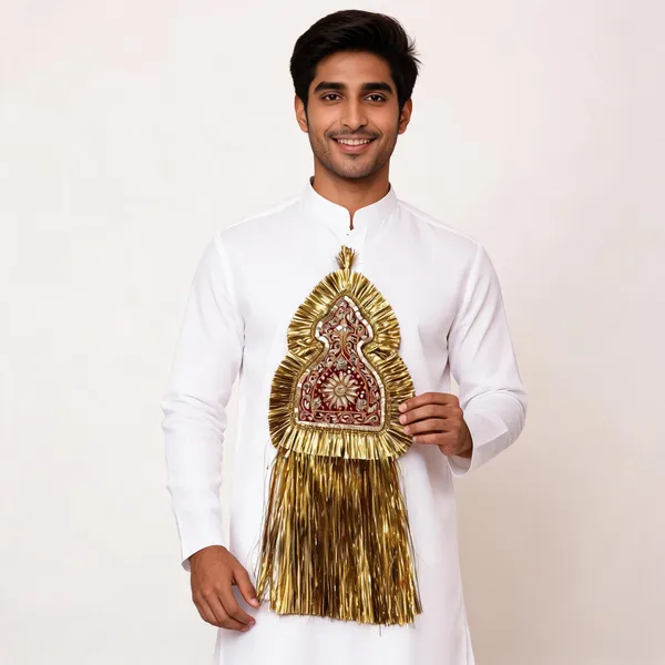 Gold_Zari_Work_Floral_Embroidered_Triangular_Hanging_Mod