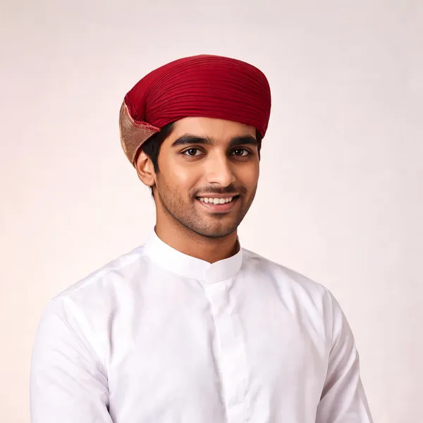 Red_Cotton_Pleated_Traditional_Turban_For_Men
