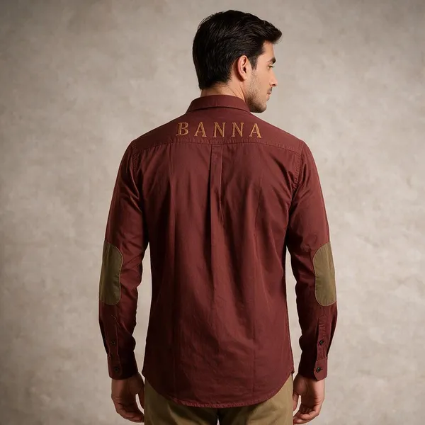 Maroon_Cotton_Embroidered_Rajputana_Shirt_For_Men