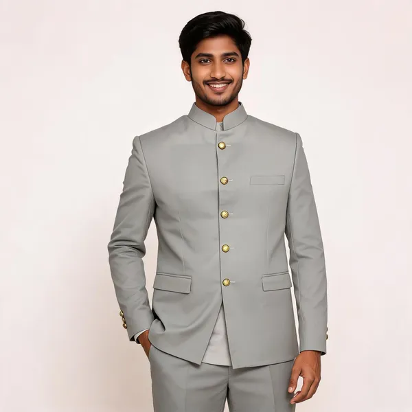Grey_Cotton_Jodhpuri_Bandhgala_Coat_Pant_Set_For_Men
