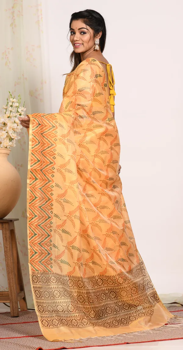 Floral_Tissue_Block_Print_Saree