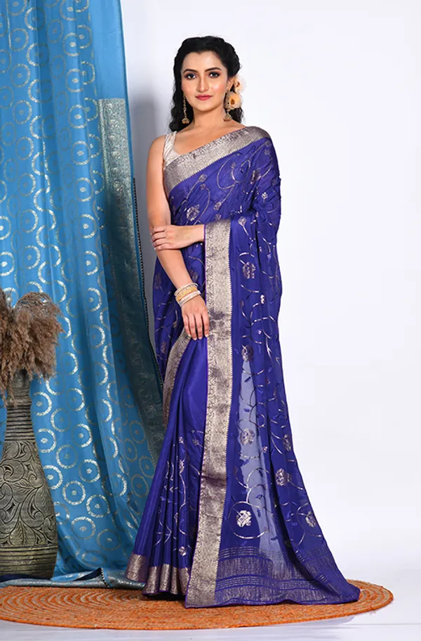 Floral_Embroidered_Pure_Chiffon_Saree