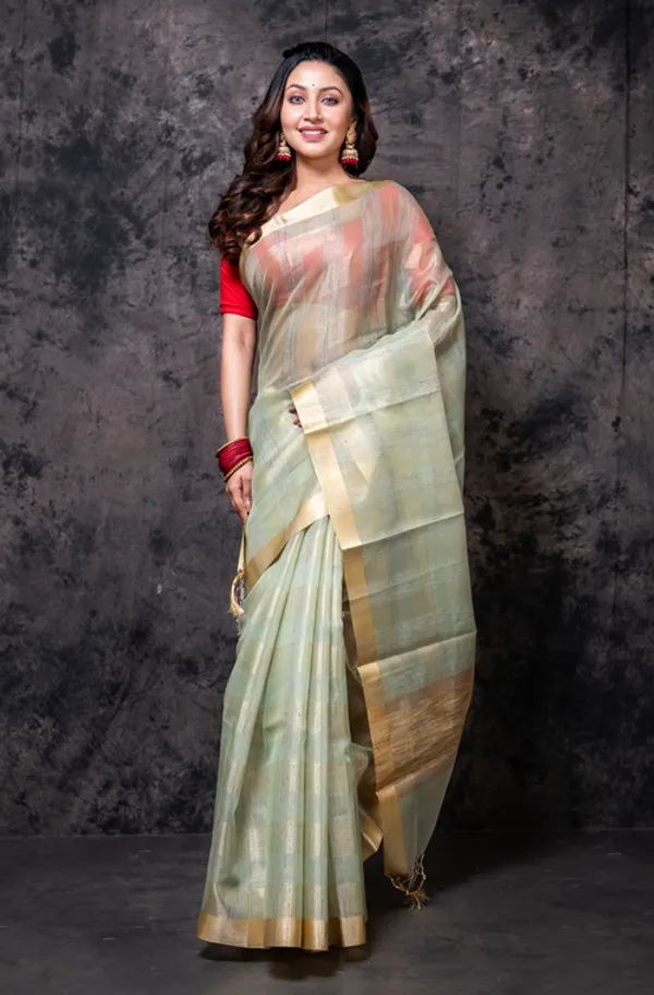 Checked_Woven_Design_Zari_Tissue_Saree