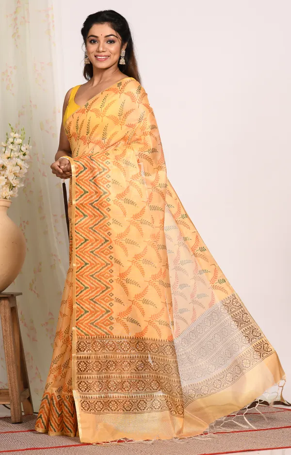 Floral_Tissue_Block_Print_Saree