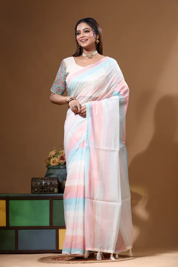 OFF-WHITE_MAL_CHANDERI_with_KANTHA_WORK_Saree_with_Stiched_Blouse
