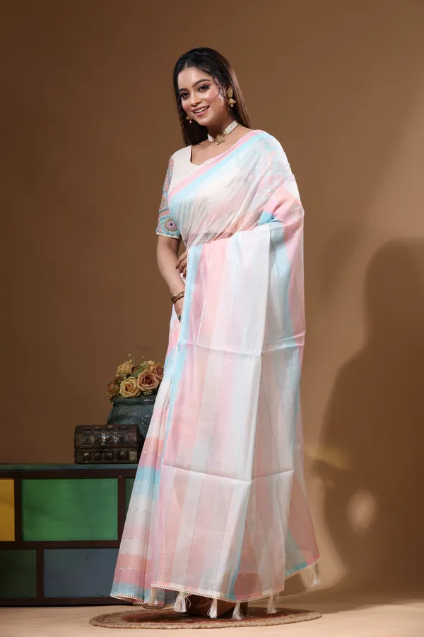 OFF-WHITE_MAL_CHANDERI_with_KANTHA_WORK_Saree_with_Stiched_Blouse