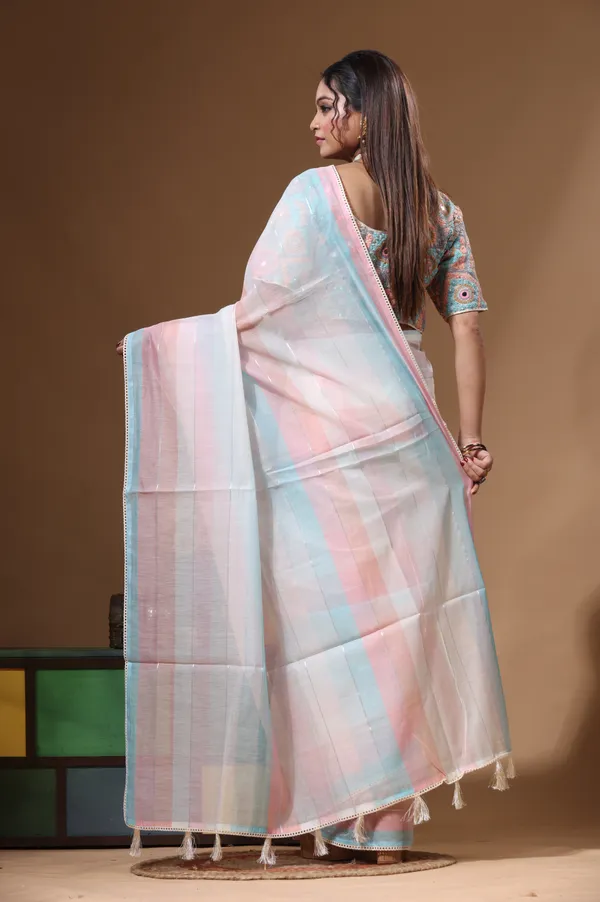 OFF-WHITE_MAL_CHANDERI_with_KANTHA_WORK_Saree_with_Stiched_Blouse