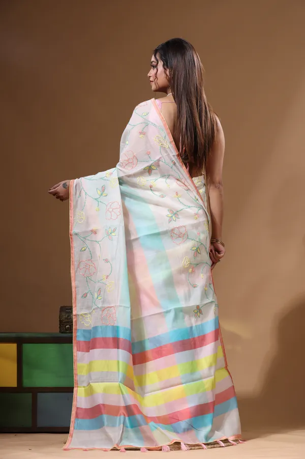 OFF-WHITE_MAL_CHANDERI_with_KANTHA_WORK_Saree_with_Blouse_Piece