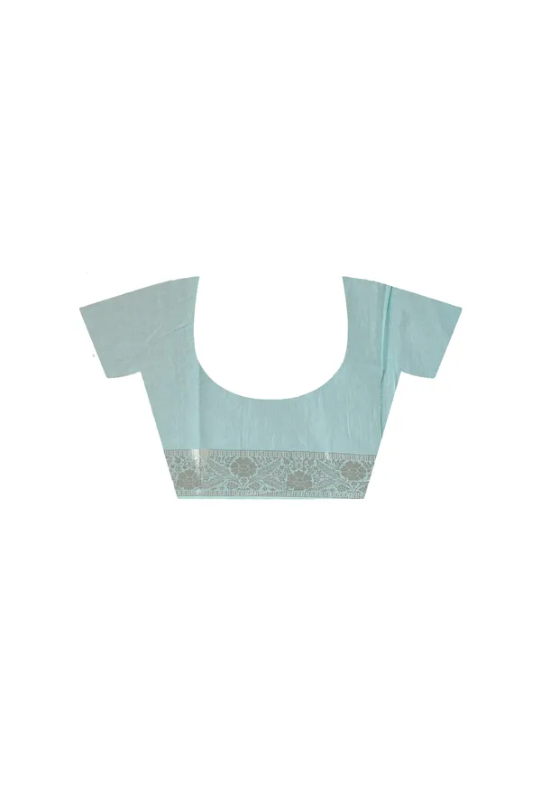 SEA_GREEN_MAL_CHANDERI_with_CHICKEN_KARI_Saree_with_Blouse_Piece