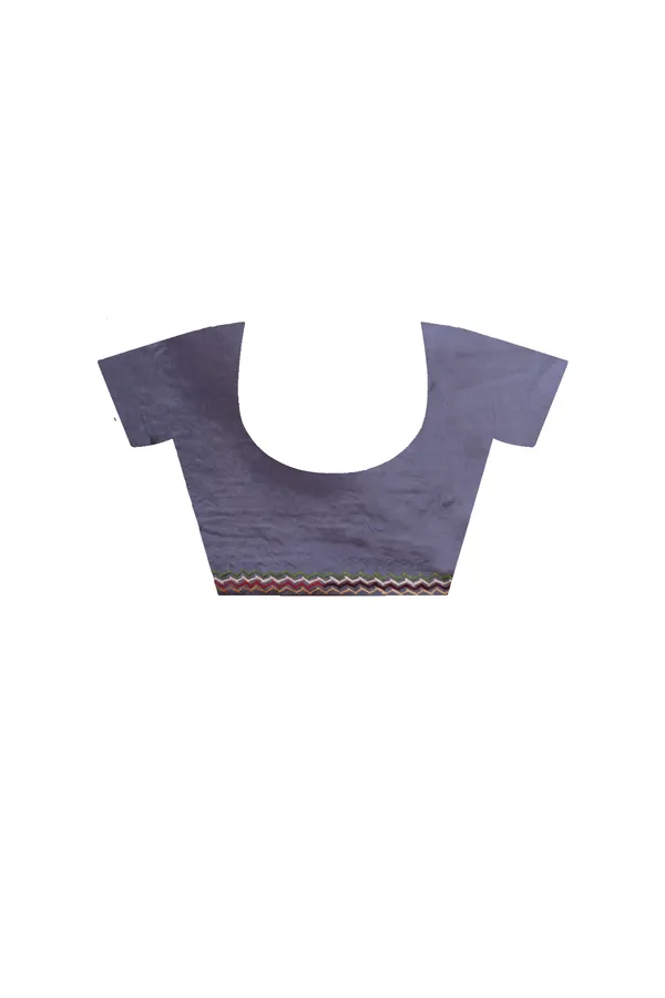 TEAL_BLUE_PURE_LINEN_with_KANTHA_WORK_Saree_with_Blouse_Piece