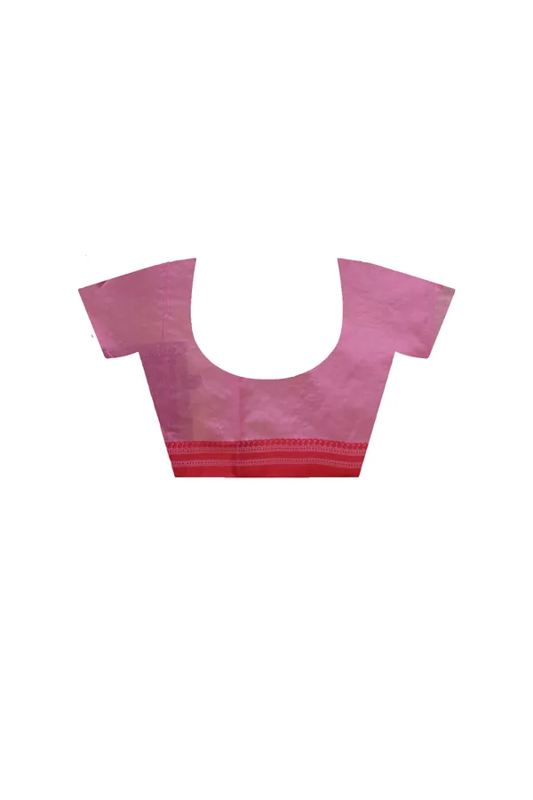 PINK_SUPERNET_with_KANTHA_WORK_Saree_with_Blouse_Piece