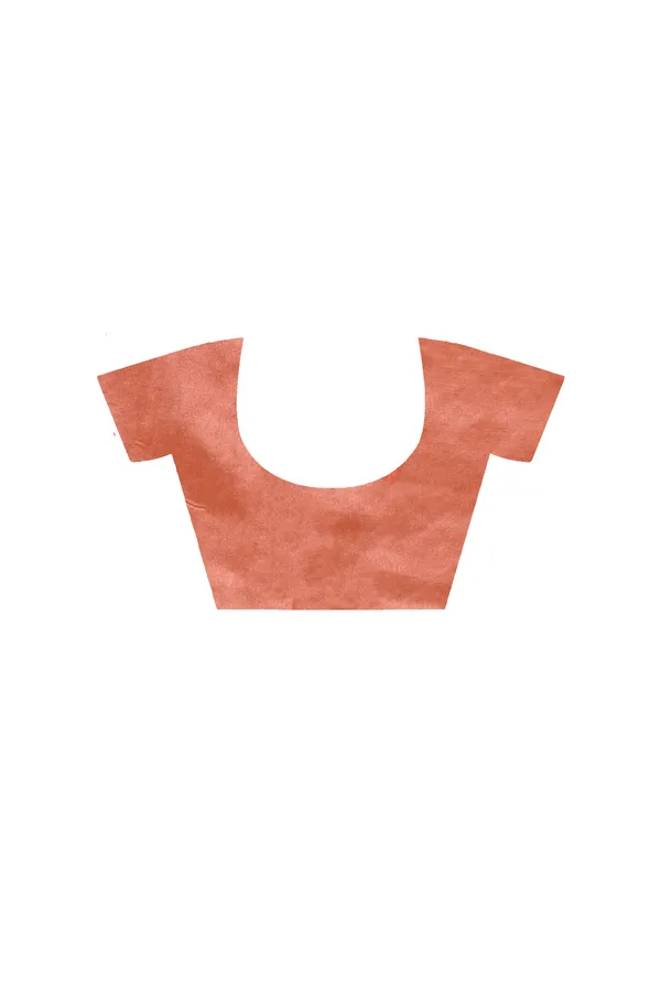 PEACH_SUPERNET_with__EMBROIDERY_Saree_with_Blouse_Piece