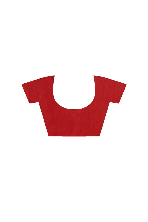 RED_SUPERNET_with__EMBROIDERY_Saree_with_Blouse_Piece