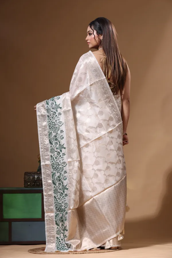 OFF-WHITE_BANARASI_SILK_(JACQUARD)_with_COMPUTER_EMBROIDERY_Saree_with_Blouse_Piece