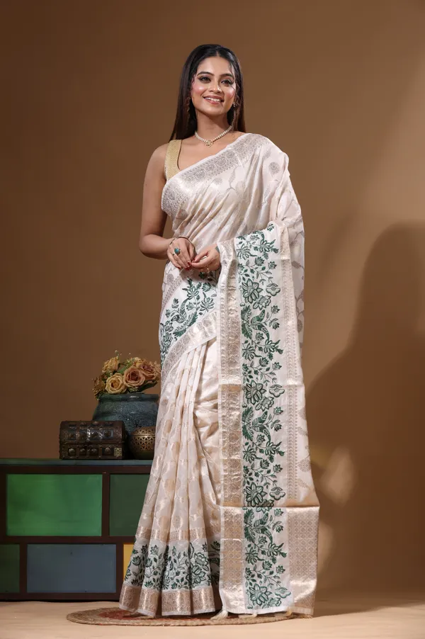 OFF-WHITE_BANARASI_SILK_(JACQUARD)_with_COMPUTER_EMBROIDERY_Saree_with_Blouse_Piece