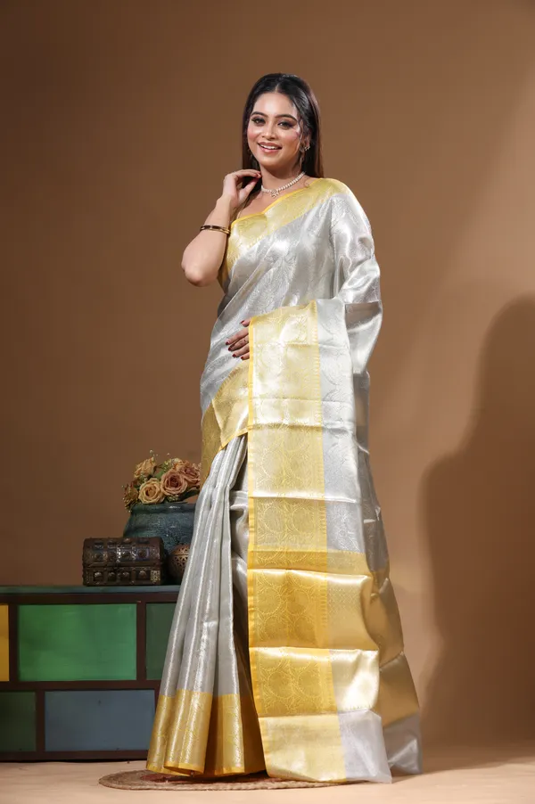 GREY_KAANJIVARAM_SILK_Saree_with_Blouse_Piece